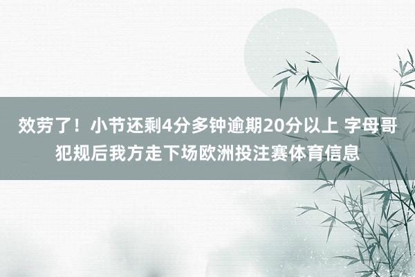 效劳了！小节还剩4分多钟逾期20分以上 字母哥犯规后我方走下场欧洲投注赛体育信息