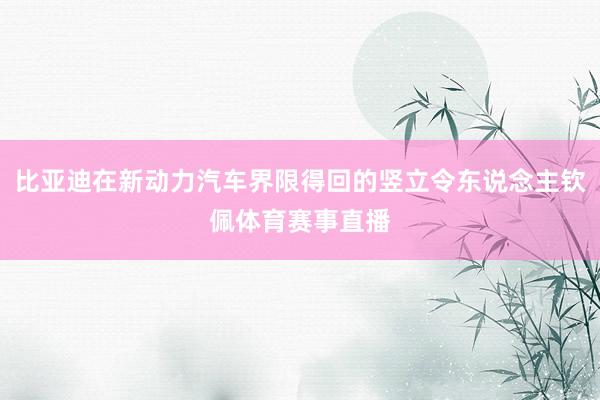 比亚迪在新动力汽车界限得回的竖立令东说念主钦佩体育赛事直播
