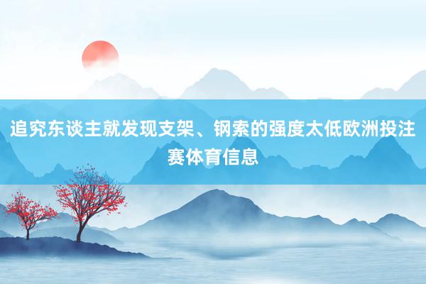 追究东谈主就发现支架、钢索的强度太低欧洲投注赛体育信息