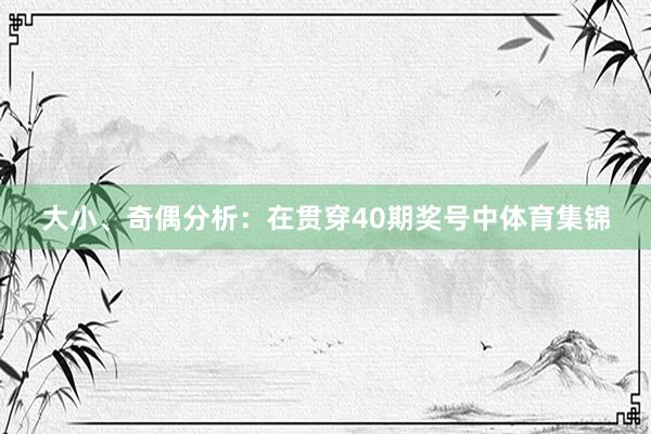 大小、奇偶分析：在贯穿40期奖号中体育集锦
