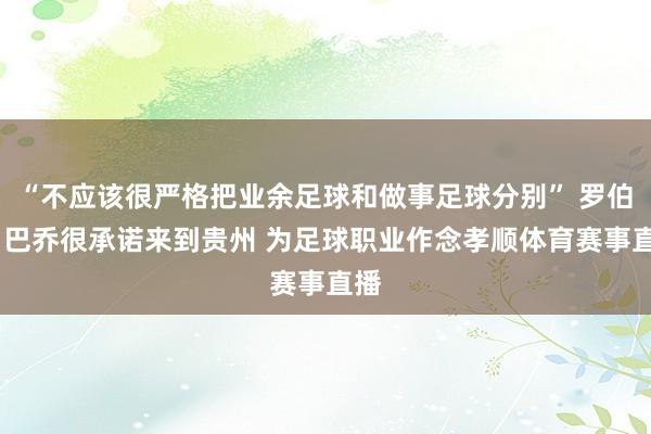 “不应该很严格把业余足球和做事足球分别” 罗伯特·巴乔很承诺来到贵州 为足球职业作念孝顺体育赛事直播