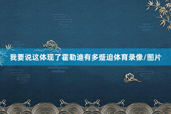 我要说这体现了霍勒迪有多蹙迫体育录像/图片