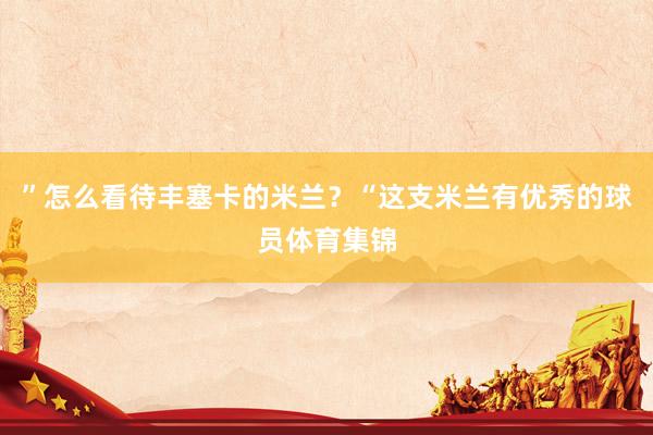 ”怎么看待丰塞卡的米兰？“这支米兰有优秀的球员体育集锦