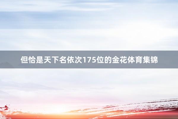 但恰是天下名依次175位的金花体育集锦