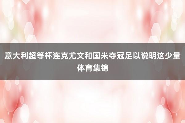 意大利超等杯连克尤文和国米夺冠足以说明这少量体育集锦