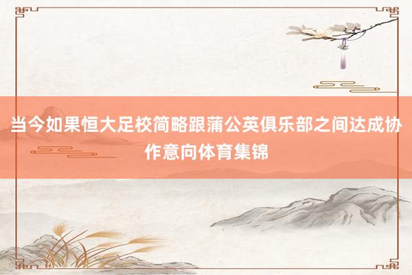 当今如果恒大足校简略跟蒲公英俱乐部之间达成协作意向体育集锦