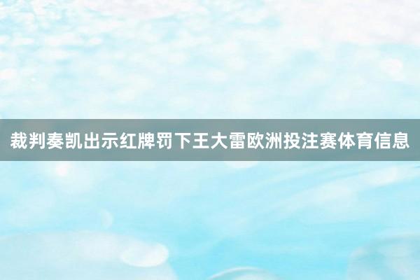 裁判奏凯出示红牌罚下王大雷欧洲投注赛体育信息