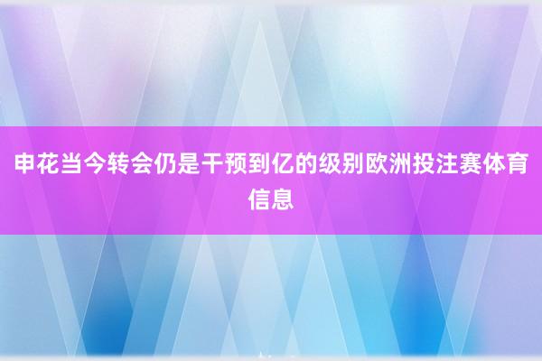申花当今转会仍是干预到亿的级别欧洲投注赛体育信息